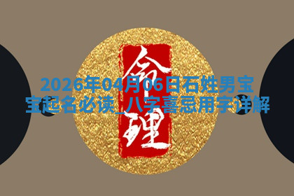 2026年04月06日石姓男宝宝起名必读：八字喜忌用字详解